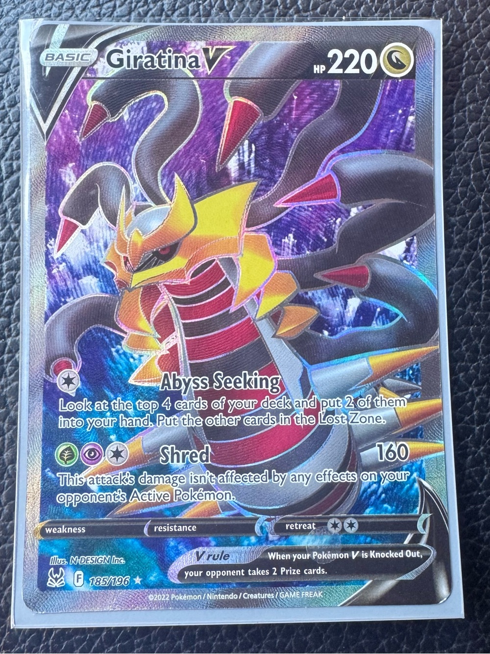 2022 Pokemon Sword & Shield Lost Origin 185 Full Art/giratina V PSA 10